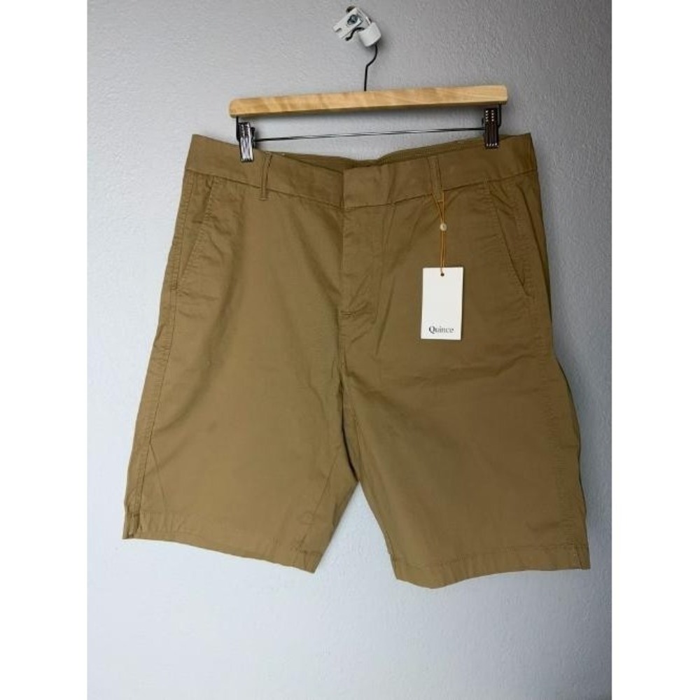 Quince Organic Cotton Bermuda Shorts Womens‎ 16 Khaki Stretch Chino NWT Casual